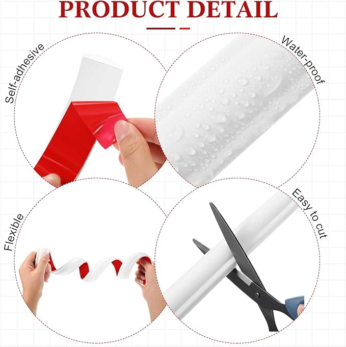 19.7ft Peel and Stick Chair Rail, 1.06 Inch, Stylish, White - Image 3