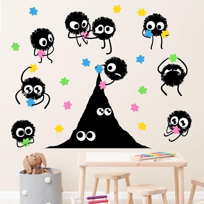 Mfault Soot Sprites Wall Decals Stickers, Colorful Hexagram Candies Dust Nursery Classroom Decorations Bedroom Playroom Art, Neutral Toddlers Boys Girls Kids Room Decor | Nursery Classroom Decorations Bedroom Playroom Art, Neutral Toddlers Boys Girls K... - Image 6