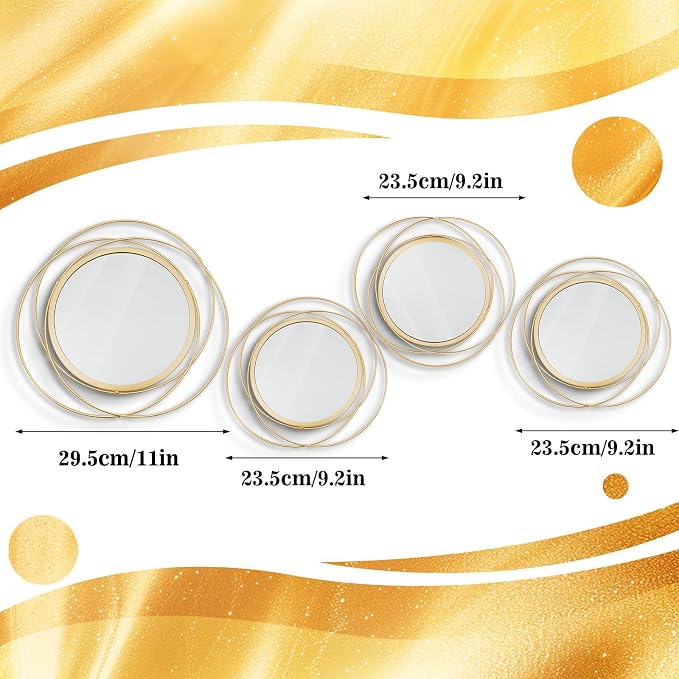 4 Set Circle Mirrors for Wall Decor Living Room Bedroom Entryway - Image 6