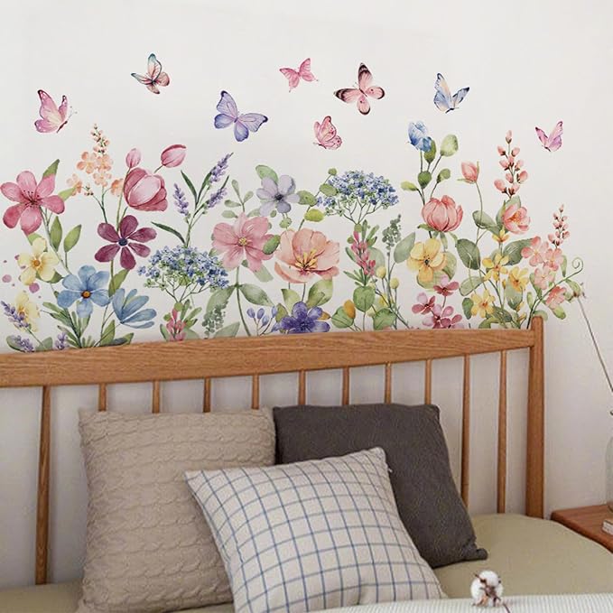 Arawat Flower Wall Murals Peel Plant Wall Stickers Room Wall Decals Decor for Bedroom Wall Stickers for Living Room Wall Decor Stickers & Murals 3D DIY Wall Art as Decorations A - Image 2