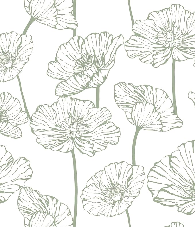 Orainege Floral Peel and Stick Wallpaper Green and White Wallpaper | 17.3inx196.8in Self Adhesive Contact Paper Decorative Wall Paper for Bedroom Bathroom Cabinets Decor Vinyl Removable by Orainege