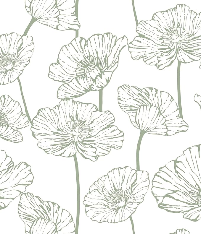 Orainege Floral Peel and Stick Wallpaper Boho Green and White Wallpaper | 17.3inx118.1in Self Adhesive Contact Paper Removable Decorative Wall Paper for Bedroom Bathroom Cabinets Decor Vinyl by Orainege