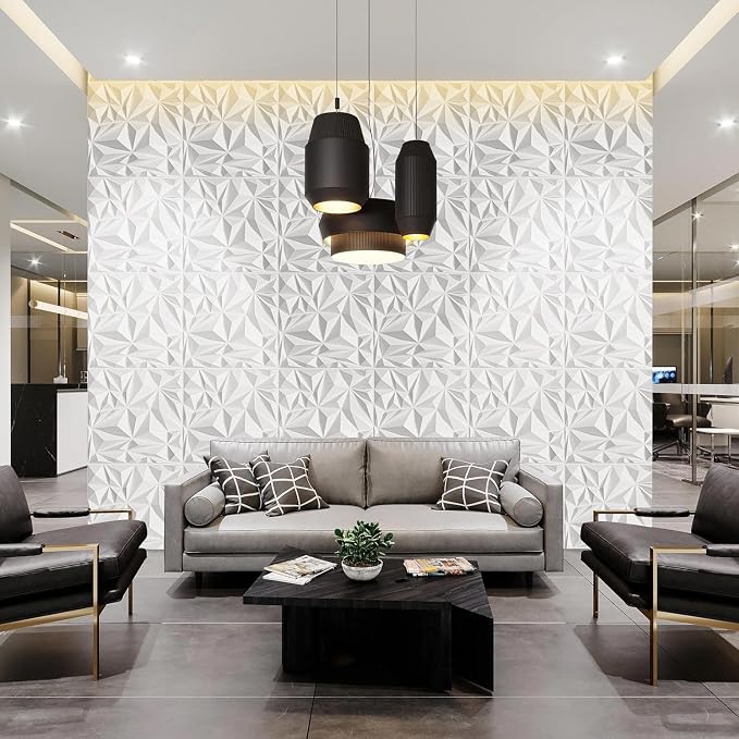 STICKGOO 3D Wall Panels Diamond, White, 19.7" x 19.7" | Accent Wall Panels for Interior Wall Decor, Living Room, Bedroom, TV Background, Lobby, Cover 32.4 Sq.Ft - Image 2