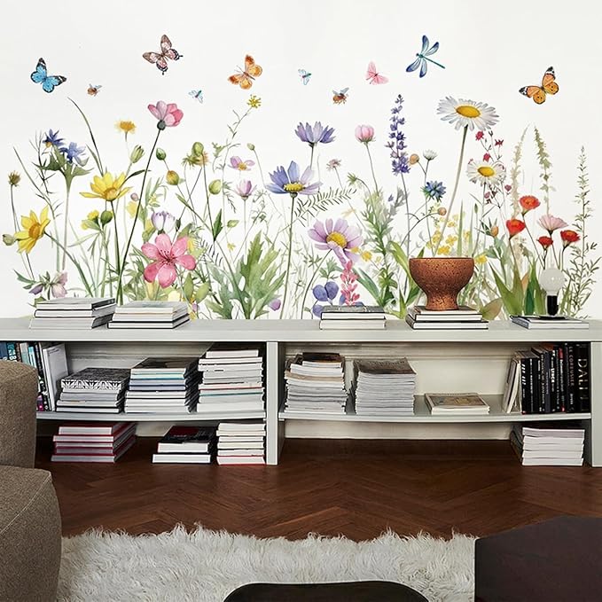 Arawat Flower Wall Murals Peel Plant Wall Stickers Room Wall Decals Decor for Bedroom Wall Stickers for Living Room Wall Decor Stickers & Murals 3D Wall Art as Decorations - Image 2