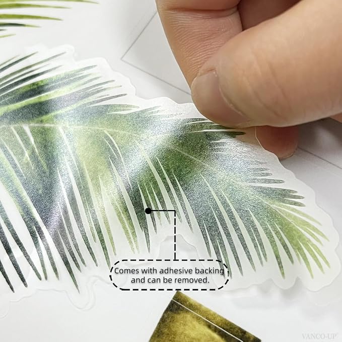 2 Sheets Palm Tree Wall Decals Peel and Stick Coconut Wall Stickers & Murals Green Leaves Wall Decor Removable Beach Stickers for Living Room Bedroom Classroom Bathroom Nursery Coconut Girl Room Decor - Image 8