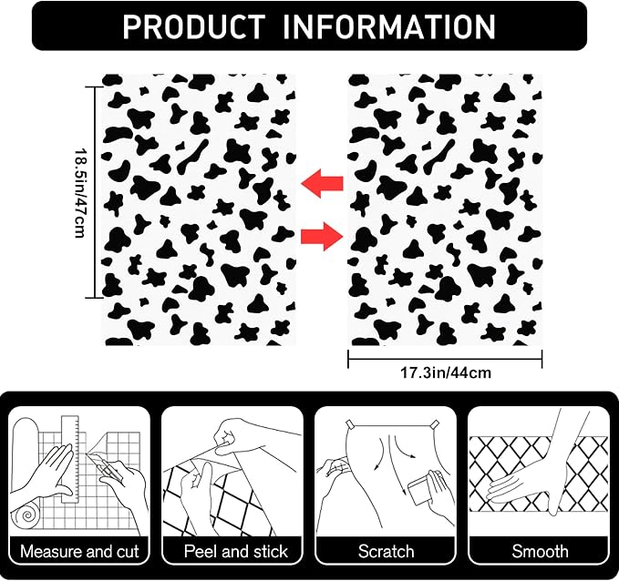Black and White Spots Contact Paper Cow Printed Peel and Stick Wallpaper 17.3”x120” Self-Adhesive Cute Wallpapers Vinyl White Black Decals for Walls Bedroom Living Room Nurseryls - Image 3