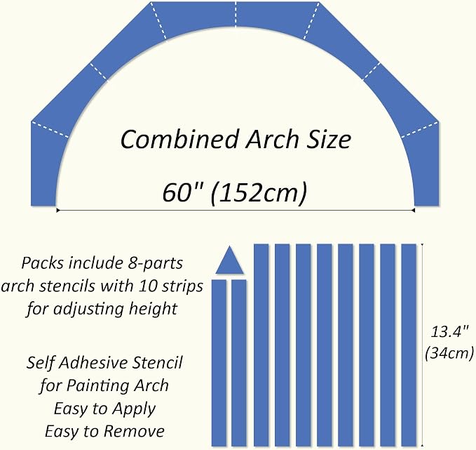 60" Boho Arch Wall Stencil, Removable Adhesive Painting Wall Décor | Stick, paint, peel off for a clean arch mural in living room, entryway. Stunning painted headboard for kids' room & bedroom. - Image 5