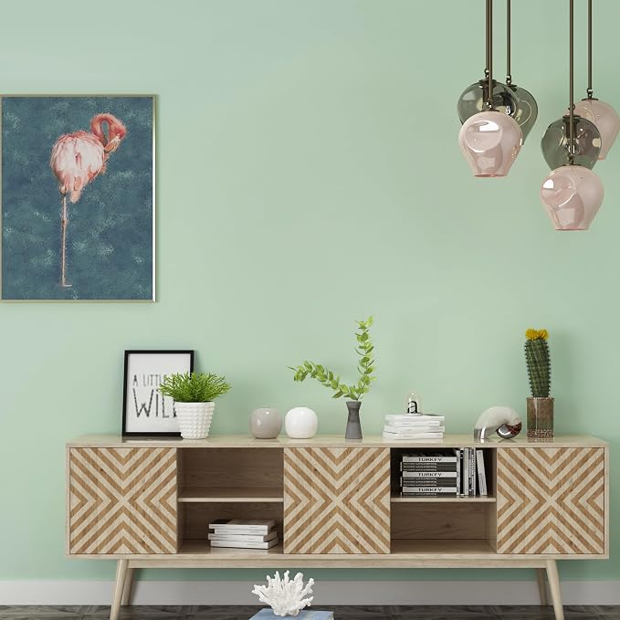 17.7" X 393.7" Light Green Peel and Stick Wallpaper Green Contact Paper Waterproof Self Adhesive Removable Green Wall Paper Textured Wallpaper Decorative for Wall Covering Countertop Table Vinyl Film - Image 5
