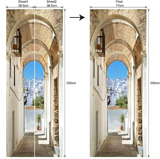 artfanke 3D Garden Scenery Peel and Stick Door Sticker 30.3"x78.7"-Self-Adhesive Door Wall Murals Wallpaper Poster for Bedroom Home Decor(2 Sheets/Set) - Image 7
