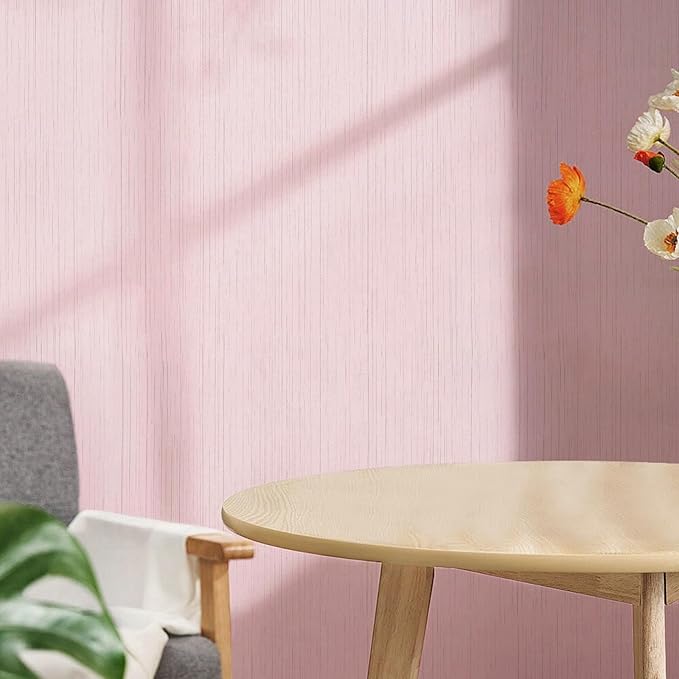 Pink Grasscloth Peel and Stick Wallpaper Vintage Texture Removable Waterproof Wallpaper for Room Walls, Cabinets, Furniture, Drawers, Desk A Set of 23.6"x480" - Image 6