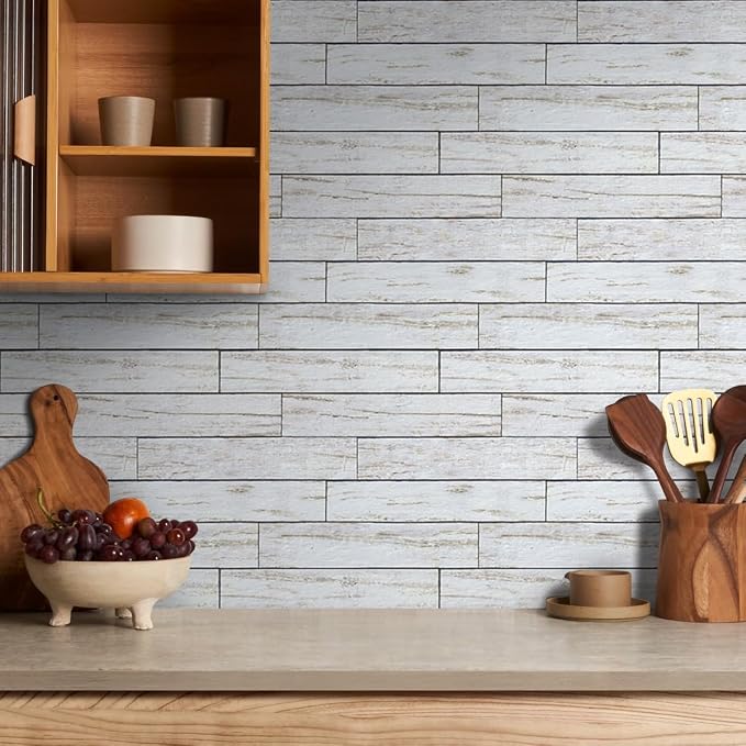 COMSTICKC 3D Faux Wood Wall Sticker Shiplap Peel and Stick for Wall Decor | 10 Pcs 11.8" x 11.8", Not Real Wood, Ultra-Light Thin PVC 3D Fake Wood Decorative Tiles Wall Panels, Cover 9.7 sq ft - Image 7