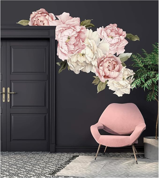 Floral Peonies Wall Decal, Peony Bouquet Flowers Removable Peel and Stick Wall Sticker - Image 9