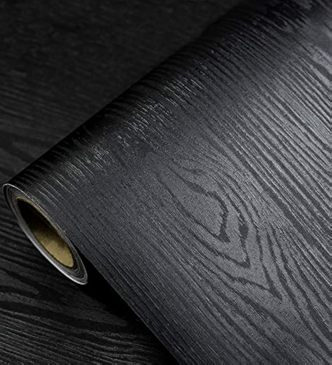 tiltil Black Wood Peel and Stick Wallpaper Wood Contact Paper 17.7" × 393" | Self-Adhesive Wallpaper Removable Waterproof Wall Paper Vinyl for Countertop Furniture Kitchen Countertop Easy to Clean by TilTil