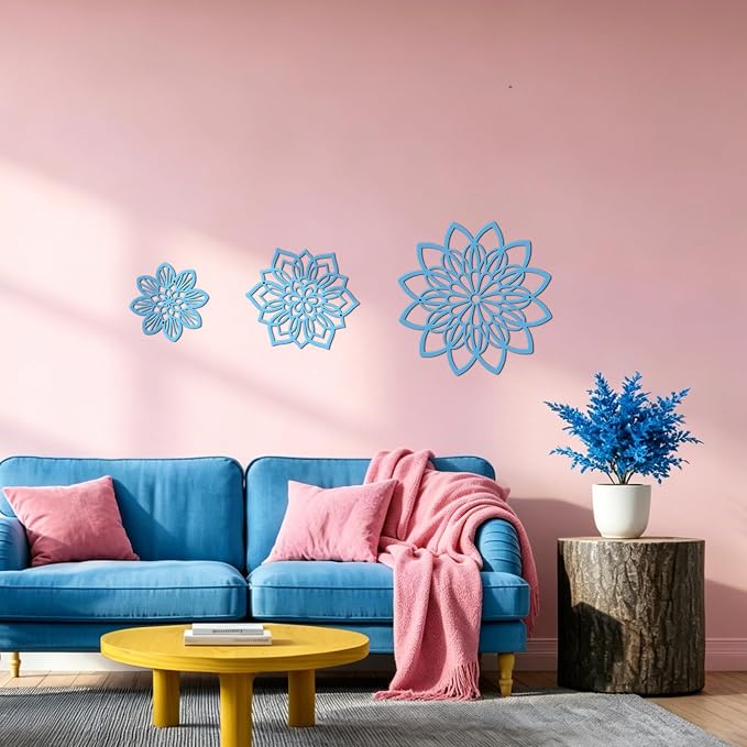 Zzbakress 3 Pcs Metal Flowers Wall Art Bathroom Wall Decor (Blue Elegant) | Farmhouse Flower Bathroom Decor Wall Decorations For Bathroom, Living Room, Office, Kitchen, Hallway And Outdoor - Image 7