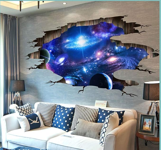 Blue Purple Galaxy Wall Decals, Removable Sticker,The Art Magic 3D Milky Way Dreamscape Home Decor (4 Sheets) - Image 4