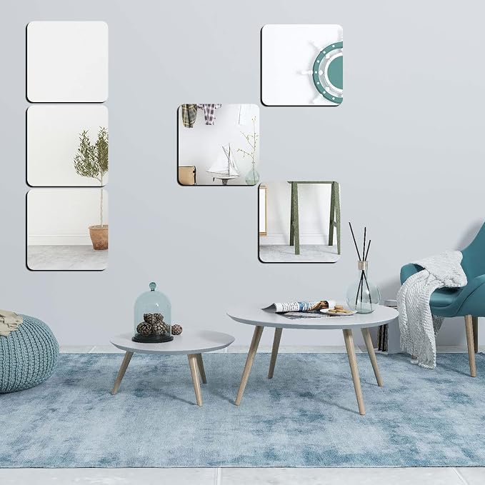 8'' x 8'' x 0.07'' x 6Pcs Acrylic Mirror Tiles for Walls Decor - Image 6