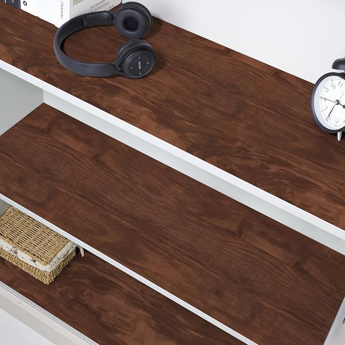 Wood Grain Contact Paper 17.3"x400" Dark Brown Wood Look Peel and Stick Wallpaper Vintage Removable Self Adhesive Vinyl Faux Wood Wallpaper for Cabinets Countertops Covering - Image 9