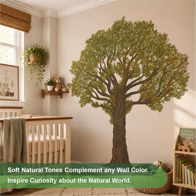 6.7 Ft x 6.2 Ft Olive Tree Wall Decals, Oversized for Teen Room | Muted Vintage Original Hand-Drawn Olive, Peel and Stick Mural, Calming Decor for Classroom, Reading Nook and Living Room - Image 3