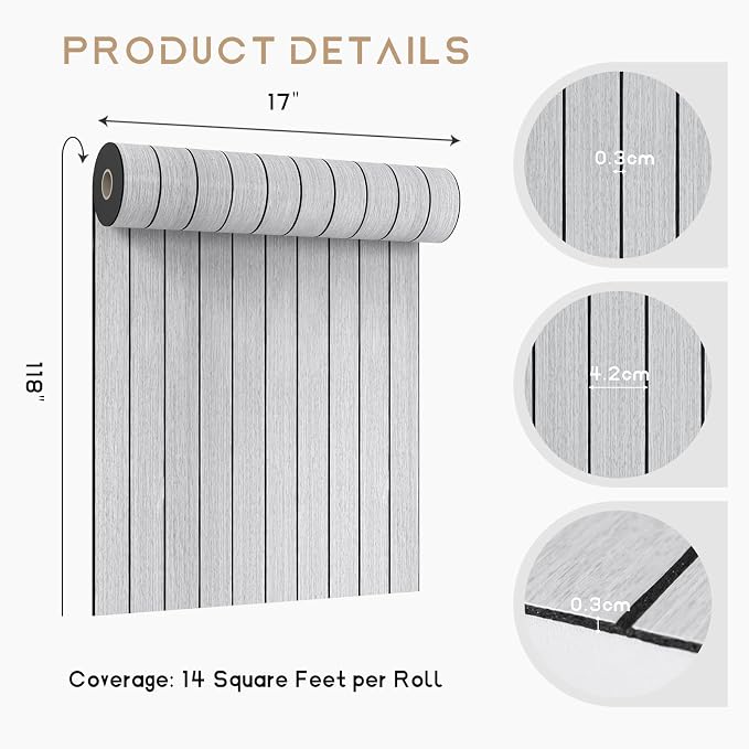VEELIKE Light Grey Wood Slat Wall Panel Peel and Stick Wood Wall Panels for Interior Walls Decor Ceiling TV Backdrops 17''x118'' Self Adhesive 3D Foam Slat Wallpaper Paneling for Bedroom Headboards - Image 9
