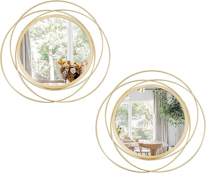 2 Set Circle Mirrors for Wall Decor Living Room Bedroom Entryway by Cityelf