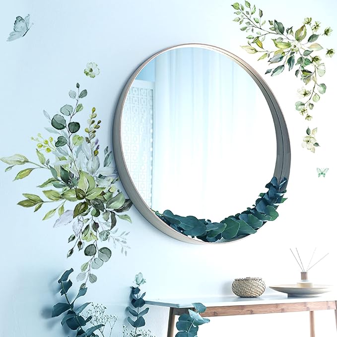 Plant Wall Decals, Removable Fresh Plants Wall Stickers Green Hanging Leaves Flowers Vines Wall Murals for Bedroom Living Room Nursery Wall Decor Wall Art as Decorations Peel and Stick - Image 8