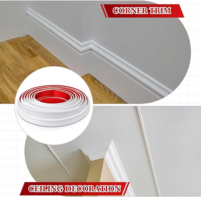 19.7ft Peel and Stick Chair Rail, 1.57 Inch, Stylish, White - Image 5