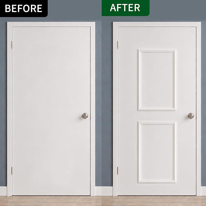 COUKIU Pre-Cut 2 Set Peel and Stick Door Molding Trim Kit, 16" x24" Premade Wainscoting Panels, Self Adhesive Wall Moulding Panel for Interior Walls Picture Frame - Image 3