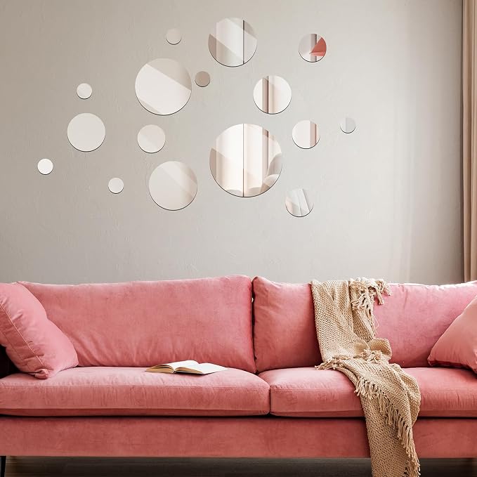 Jetec 16 Pcs 28 Pcs Round Glass Mirror Tiles for Wall - Image 5