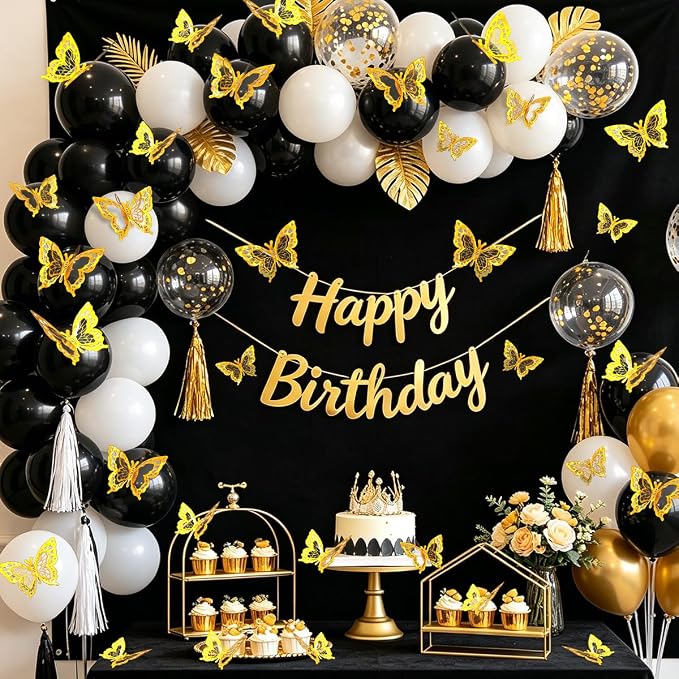 60 Pcs Butterfly Wall Decals - 3D Gold Butterflies Removable Mural Wall Stickers for Home Room Office Bedroom Decorations - Image 2