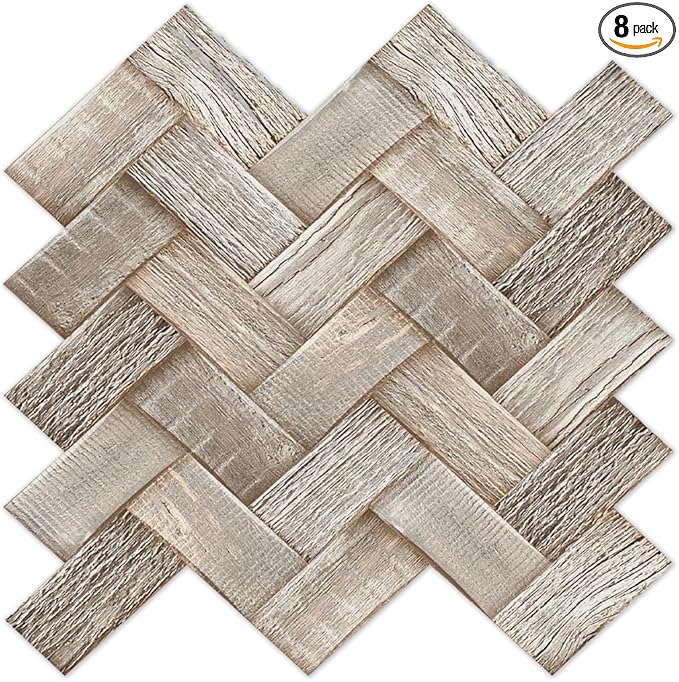 Main Street 3D Wall Panels, Might Pine, Peel and Stick, 8-Pack | 12 x 12 in panel size; Covers up to 8 sq ft; Peel and StickTextured 3D wall panels; For kitchens, bedrooms, accent walls by MainStreet