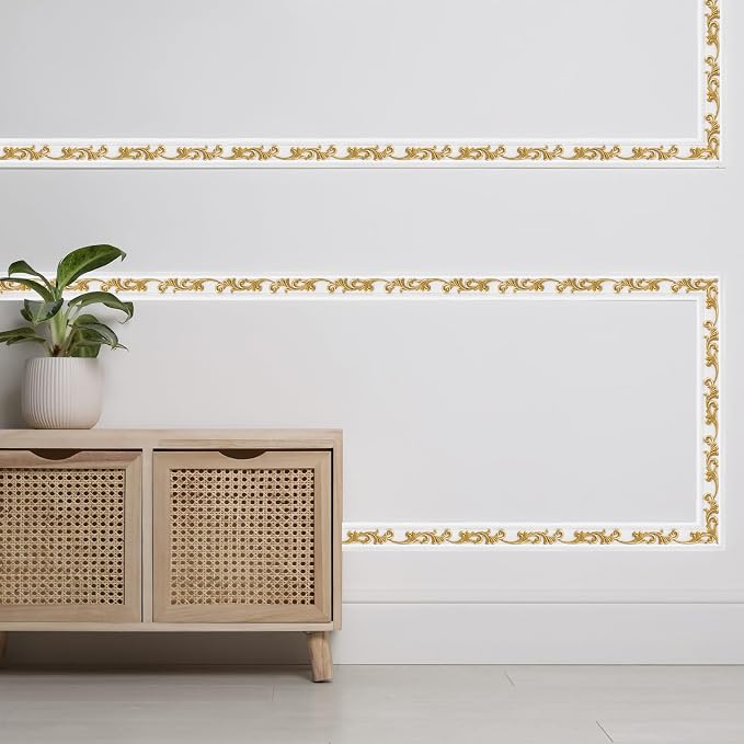 White Gold Peel and Stick Crown Molding Trim, 13.1 ft X 1.8" - Image 7