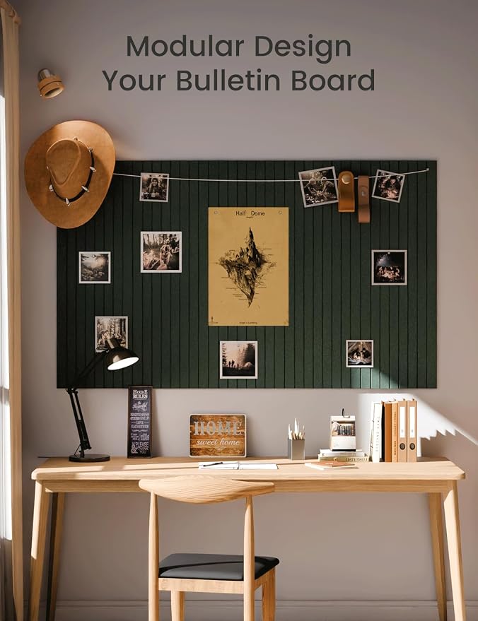 Fluxynara 48" x 36" Large Felt Bulletin Board, Pine Green | 12 Pack Cork Board Alternative with 60 Safe Adhesive Tabs, Pin Boards for Wall Decor, Home, Office, Classroom,Dorm - Image 6