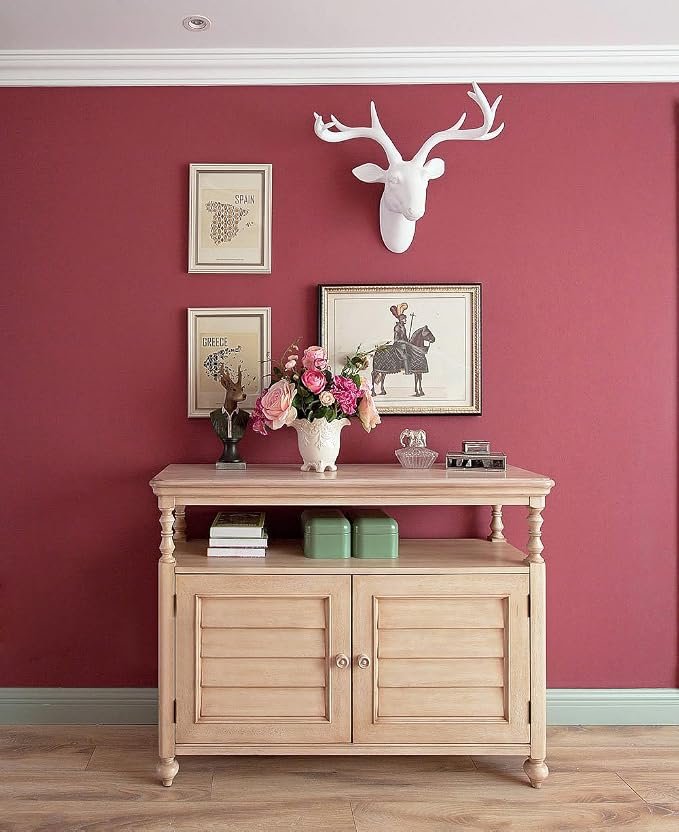 Safiyya Peel and Stick Wallpaper Rose Red Contact Paper Solid Color Decorative Self Adhesive Removable Wallpaper Modern Contact Paper for Wall Vinyl Roll 118"x17.7" - Image 5