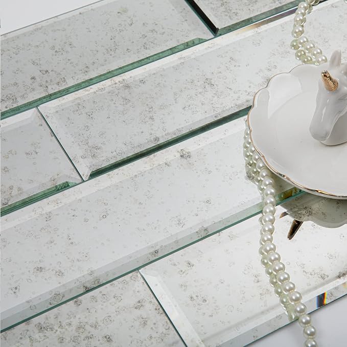 Lovdeco Light Antique Mirror Tile, Beveled Subway Mirror Backsplash 3x12 Inch for Kitchen Bathroom Wall (20 Pcs, 5 SQ.FT.) - Image 6