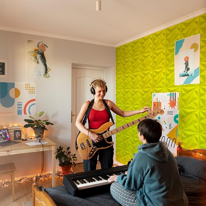 Art3dwallpanels Acoustic Panels, Fluorescent Green, 20 Pack, 12" X 12" | Soundproof Wall Panels, Sound Dampening, 3D Wall Panels, Sound Absorbing, Without Tape, Flame Retardant Formaldehyde Free - Image 7