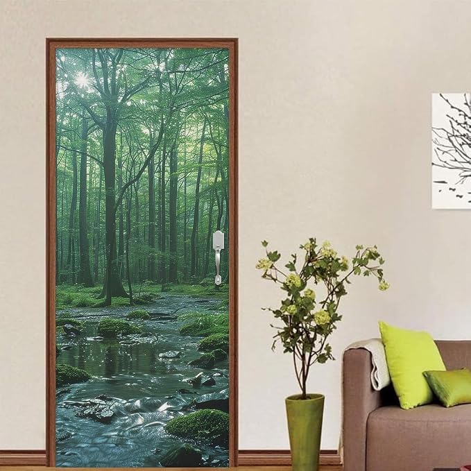 REDAMANCY 3D Forest Peel & Stick Decals - Waterproof, Removable Vinyl Door Mural & Wallpaper for Kitchen, Living Room, Bedroom - Image 4