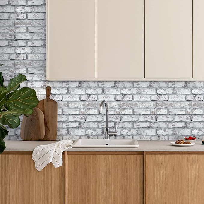 COMSTICKC 3D Peel and Stick Faux Brick Wall Panels for Quick DIY Wall Decor | Gray White, 10 Pcs 11.8" x 11.8", Not Real Brick, Small Size, Lightweight Thin PVC Decorative Wall Sticker, Cover 9.7 sq ft - Image 2