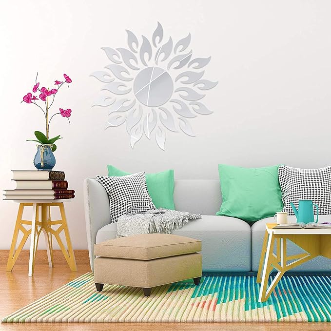 3D Mirror Sunlower Wall Decor Sticker, Peel and Stick Wall Art Decals - Image 4