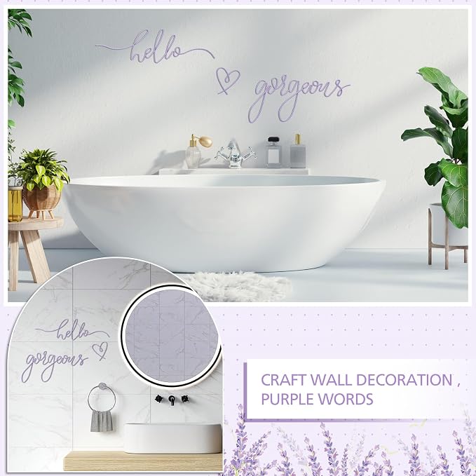 Hicarer Metal Hello Gorgeous Wall Art Minimalist Wall Decor,Purple,Classic | for Bedroom Bathroom Living Room Dressing Room Salon Vanity Office Home Decoration, Easy to Install - Image 4