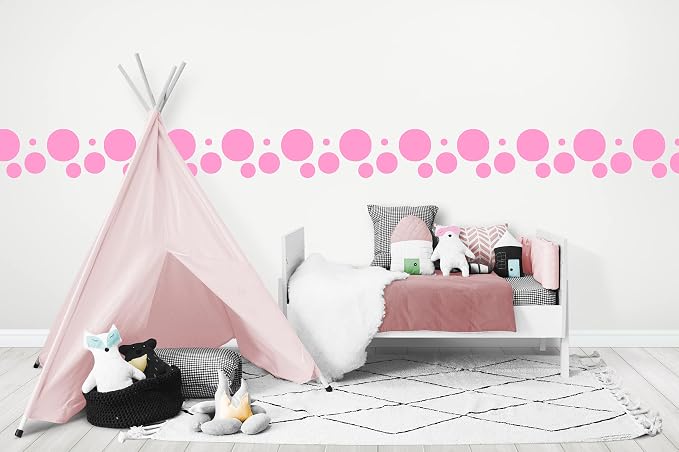 Polka Dot Wall Stickers, Wall Decor Stickers, Wall Dots, Vinyl Circle Room Dot Decals (Pink) - Image 5