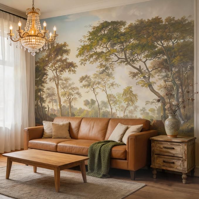 PYFFYP-Vintage Jungle Peel and Stick Wallpaper Green Forest murals by PYFFYP