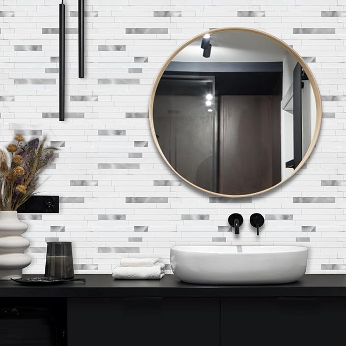 Yipscazo 2026 New Upgrade Peel and Stick Backsplash, Stick on Backsplash Tiles for Kitchen, Bathroom, Fireplace (20 Sheets, Pure White) - Image 4