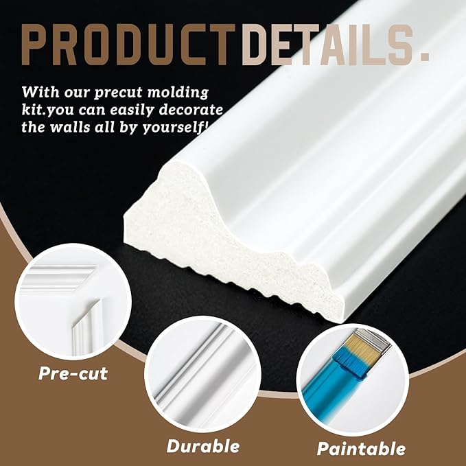 Peel and Stick Wall Molding Kit, Accent Wall Panels for Interior Wall Decor with Double-Sided Tape, 4 Set Pre-Cut PS Wainscoting Panels (16 * 24 in) - Image 3