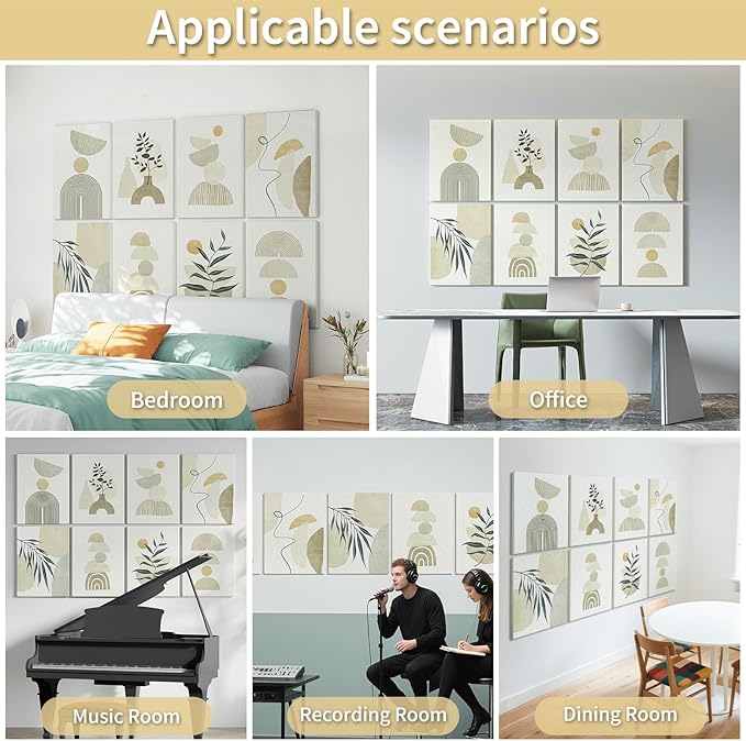 Art3d Acoustic Wall Panels, 48 x 32 in Set, 8-Pack Decorative Wall Art | UV-printed polyester, helps reduce echo, sound absorbing decor for living room, bedroom, office, studio and gaming room - Image 2