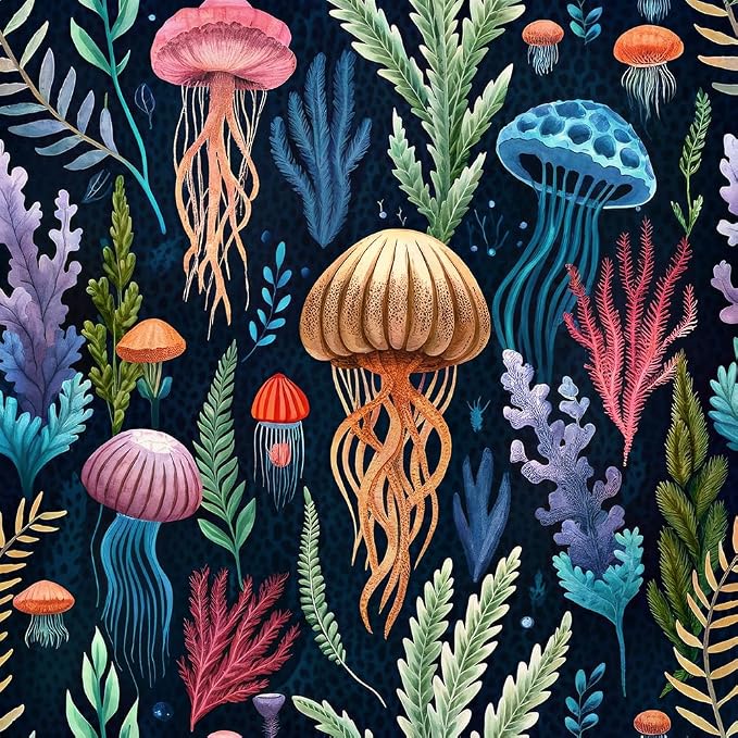 18"x236"Underwater Multicolor Jellyfish Ocean Peel and Stick Self Adhesive Wallpaper Removable Contact Paper Stick on Easy Peel Off Wall Paper for Kitchen Bedroom Bathroom Renter by VistaPalette
