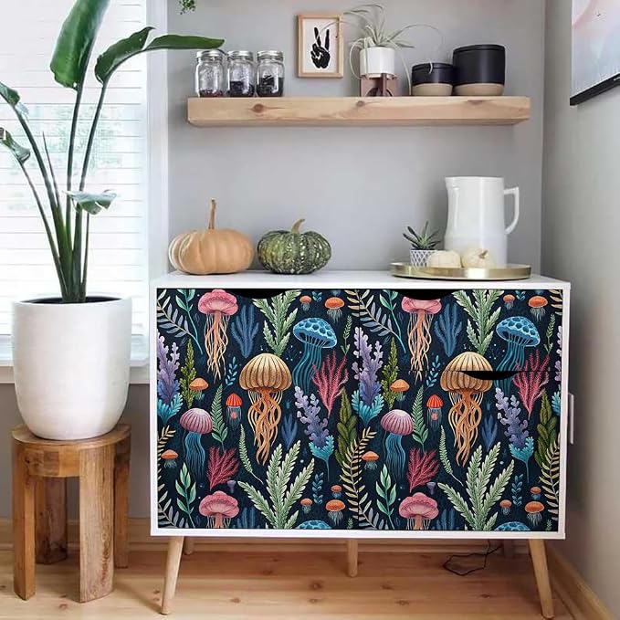 18"x236"Underwater Multicolor Jellyfish Ocean Peel and Stick Self Adhesive Wallpaper Removable Contact Paper Stick on Easy Peel Off Wall Paper for Kitchen Bedroom Bathroom Renter - Image 5