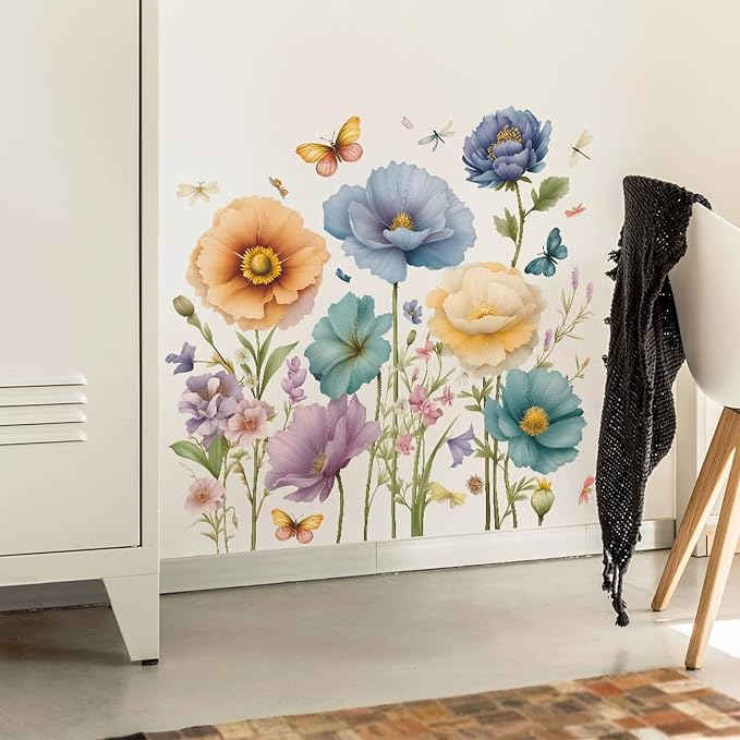TUOKING Flowers Wall Stickers Decor,Removable Wall Murals | Peel and Stick Modern PVC Wall Art Decal Home Decor for Kitchen,Bedroom,Living Room - Image 2
