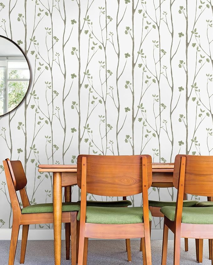 Timeet Green White Leaf Floral Boho Wallpaper 16" x 393.7" Self-Adhesive Removable Peel and Stick for Walls Covering - Image 7