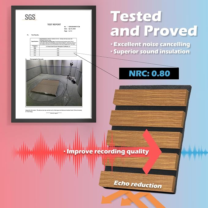 Art3d 48 x 24 Inch 3D Fluted Soundproof Wood Slat Wall Panel, 2-Pack, Teak | Reduce Noise, Durable, Sustainable, Moisture Resistant, Easy Mounting, Low Maintenance, Long Lasting, Home Decor, Office Use - Image 4