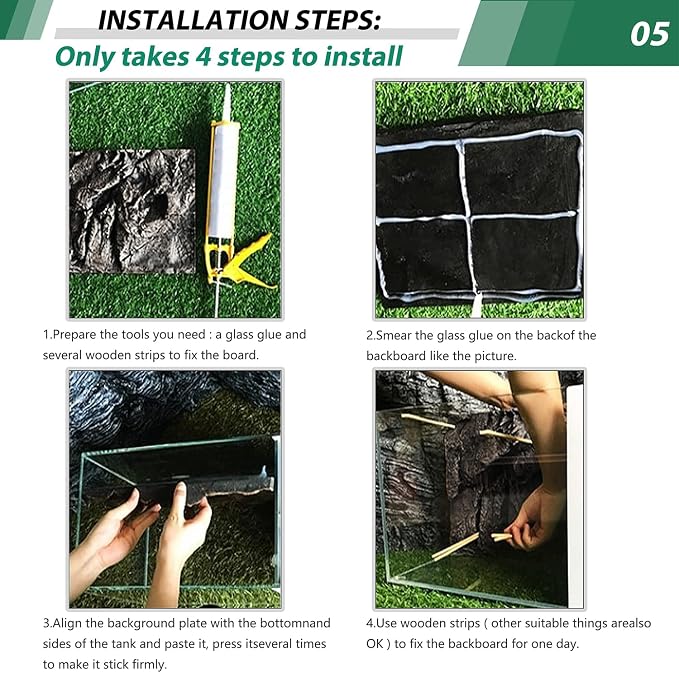 17.7x11.8in Rock Terrarium Background,3D Reptile Tank Background Board,Amphibian Stereo Backdrop Wall,Lizard Snake Gecko Spider Turtle Fish pet silo Background Decorative Panel(Grey) - Image 6